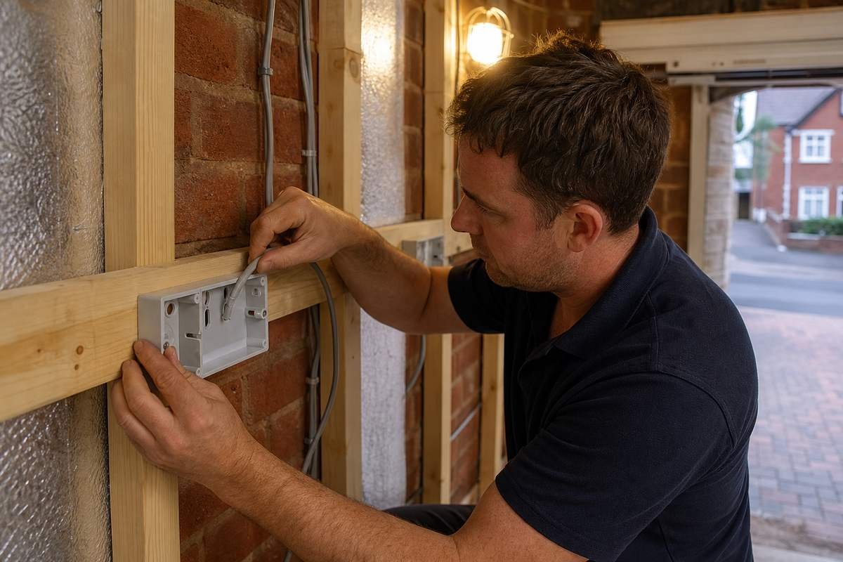 Garage conversion first fix wiring in Preston